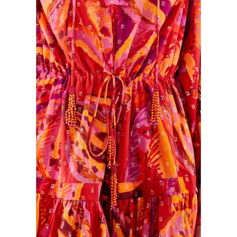 Farm Rio Red Banana Metallic Long Sleeve Mini Dress NWT M L - Picture 12 of 12